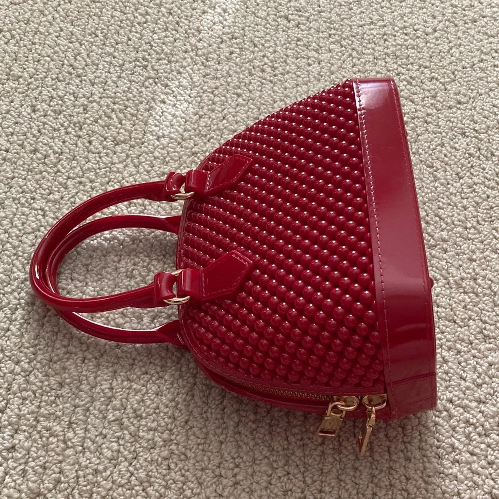 Girls’ Plastic Red Mini Bag Handbag Toy with Top Handle EUC